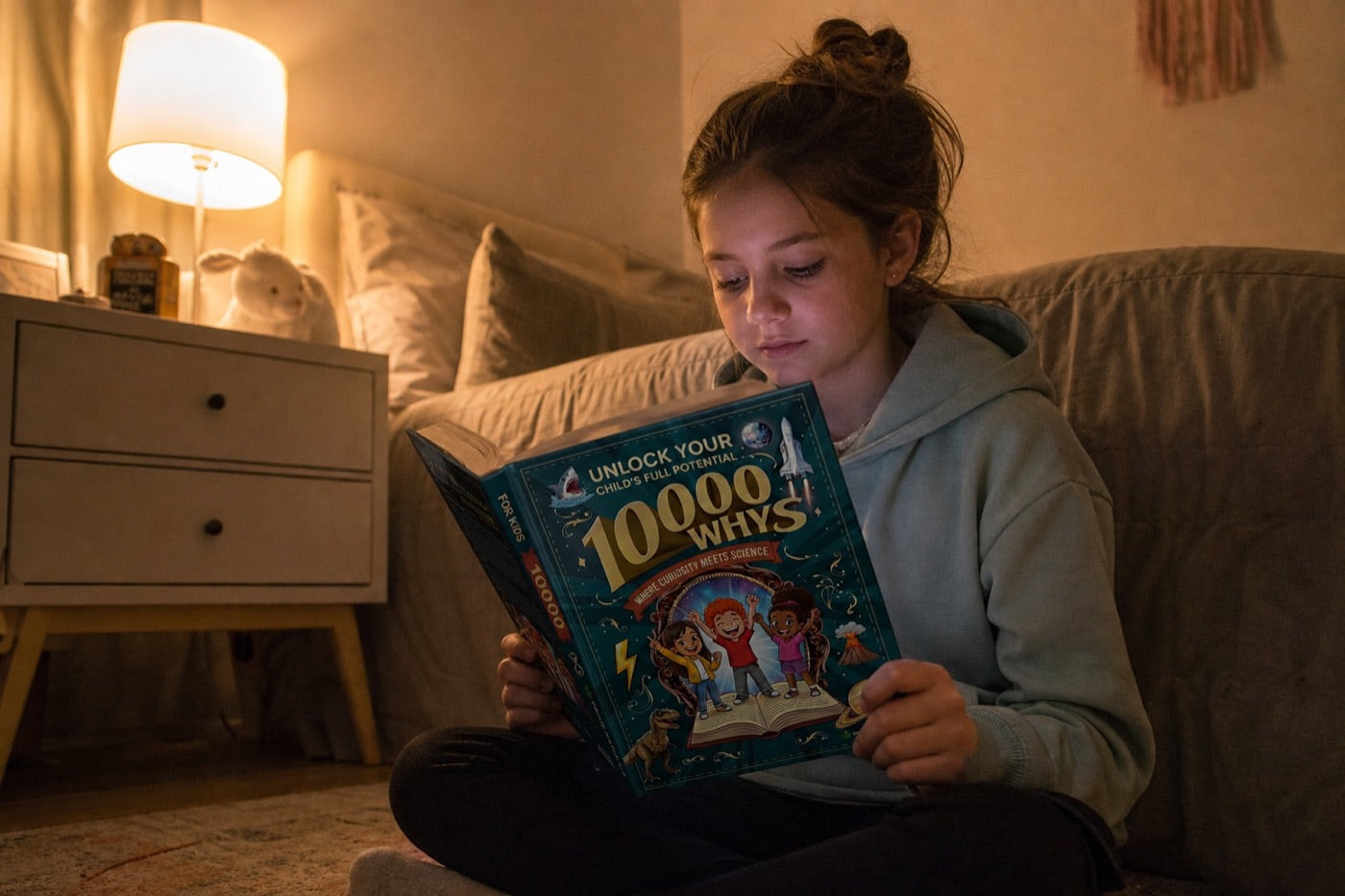Girl reading in bed